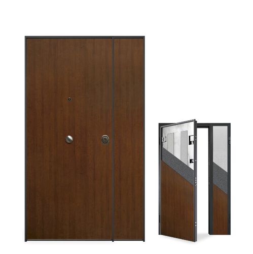 Eingangstür - THERMOENERGY - GRUPPO PRIMAVERA SRL - Nussbaum / galvanisiertem Stahl / melaminbeschichtet