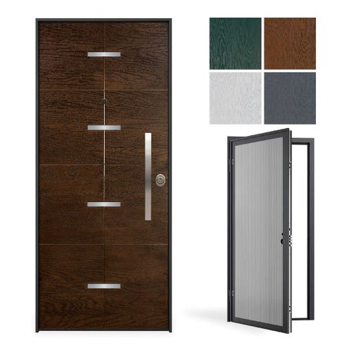 Eingangstür - Evolution Poseidon - GRUPPO PRIMAVERA SRL - Aluminium / galvanisiertem Stahl / melaminbeschichtet