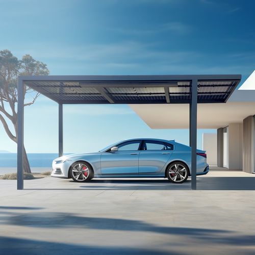 Maßgefertigter Carport - Electron - HEOLIAN - mit Solarpaneel / Aluminium