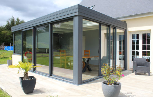 Glasveranda - ALU-GLASS - Aluminium / mit Schiebetür / mit Wärmeisolierung
