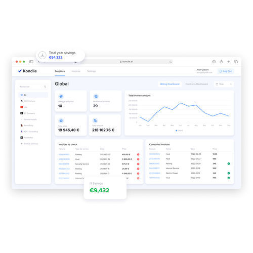 Berechnungssoftware - AI - Koncile - Analyse / Datenverwaltung / Kostenschätzung