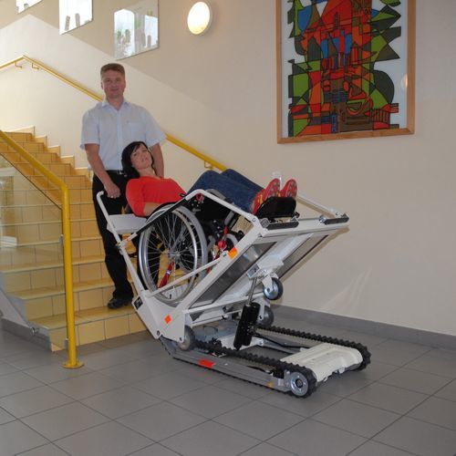 Plattform-Treppenlift / für Personen mit eingeschränkter Mobilität - Public - Lehner Lifttechnik - schräg / für Außenbereich / für den Innenraum