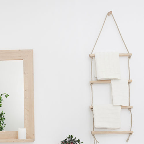 Leiter-Handtuchhalter - Arlene - Ssafia - wandmontiert / Holz / Kordel