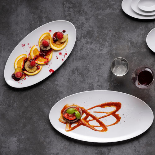 Dessertteller - Saturno Eliptico : 049003500001 - COSTA VERDE - elliptisch / Porzellan / für Gewerbegebrauch