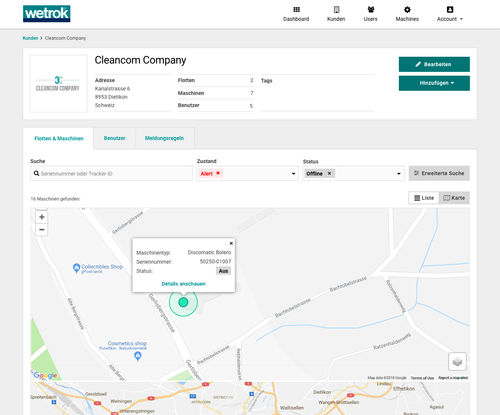 Überwachungssoftware - Connect (Comfort) - Wetrok - Analyse / Projektverwaltung / Datenverwaltung