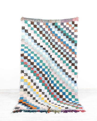 Vintage-Teppich - 64-1-3-2-5-5 - MUSMUS RUGS - Karomuster / rechteckig / handgewebt