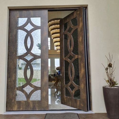 Eingangstür - Glass - DHER - Holz / mit seitlicher Drehachse / modern
