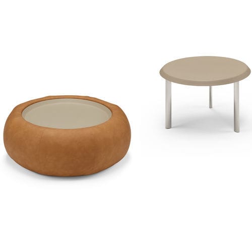 Moderner Couchtisch - SARTORIS by MAXDIVANI - Metall / Gestell aus Metall / Gestell aus Leder