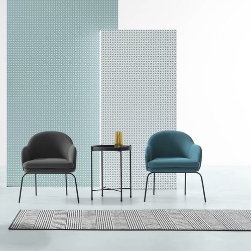 Moderner Sessel - SAUL - TM Leader Contract - Stoff / Stahl / rot