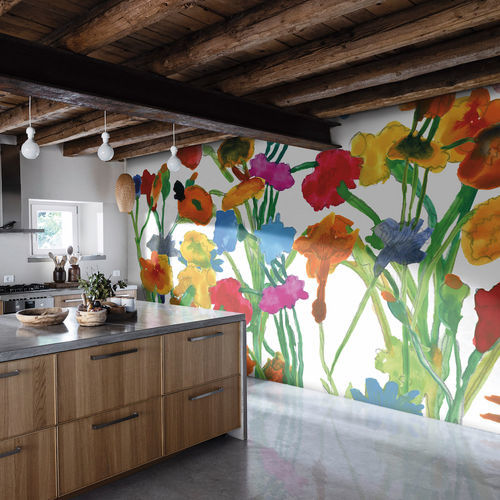 Moderne Tapete - In the Garden - SPAGHETTIWALL - Zellulosefaser / Vlies / Blumenmotiv