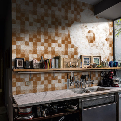 Moderne Tapete - Yarn - SPAGHETTIWALL - Zellulosefaser / Vlies / Karomuster