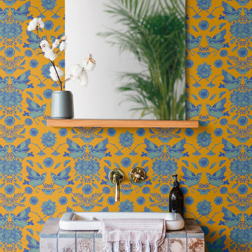 Moderne Tapete - Flower Thief - SPAGHETTIWALL - Zellulosefaser / Vlies / Naturmotiv