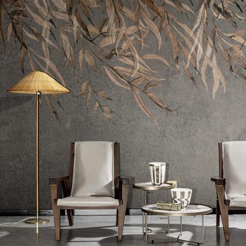 Moderne Tapete - Copper Fronds - SPAGHETTIWALL - Zellulosefaser / Vlies / Blumenmotiv