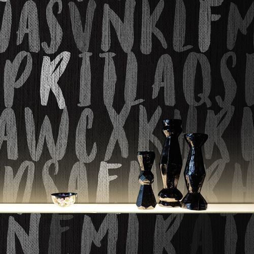 Moderne Tapete - Alphabet - SPAGHETTIWALL - Zellulosefaser / Vlies / Motiv