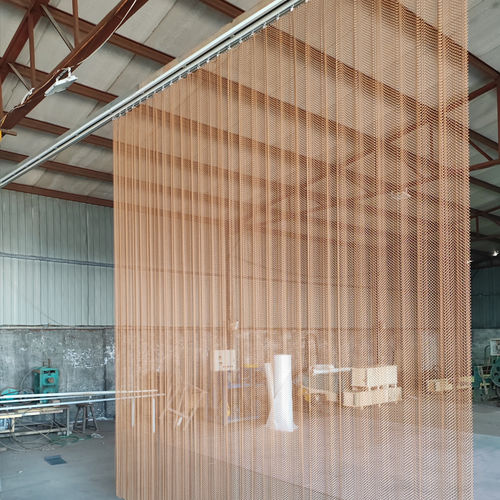 Drahtgewebevorhang - QKMCD-04 - HEBEI JOINWIN ARCHITECTURAL DESIGN CO.,LTD - einfarbig / Aluminium / Kupfer