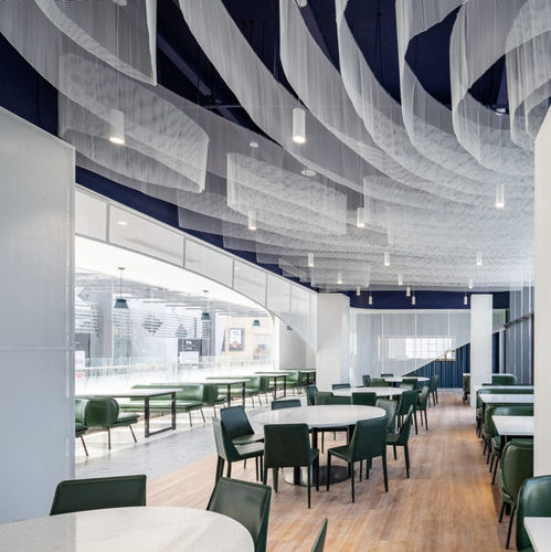 Drahtgewebevorhang - QKMCD-10 - HEBEI JOINWIN ARCHITECTURAL DESIGN CO.,LTD - mehrfarbig / individuell gestaltbar / Aluminium