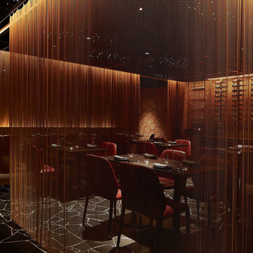 Drahtgewebevorhang - QKMCD-12 - HEBEI JOINWIN ARCHITECTURAL DESIGN CO.,LTD - einfarbig / Aluminium / Kupfer