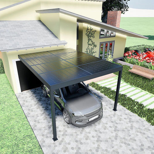 Solar-Carport - Produtia - für Parkplätze / mit Solarmodul / angebaut