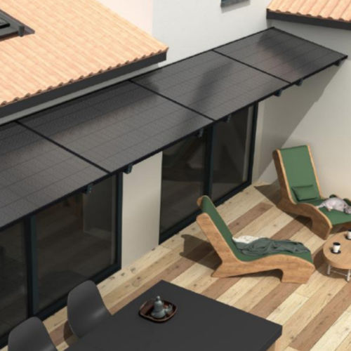 Solarvordach - Produtia - für Terrasse / für Geschäftsgebäude / Aluminium