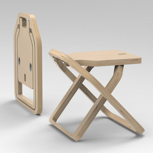 Moderner Hocker - MADE INFINE - Sperrholz / Gestell aus Furnierholz / mit Kufengestell
