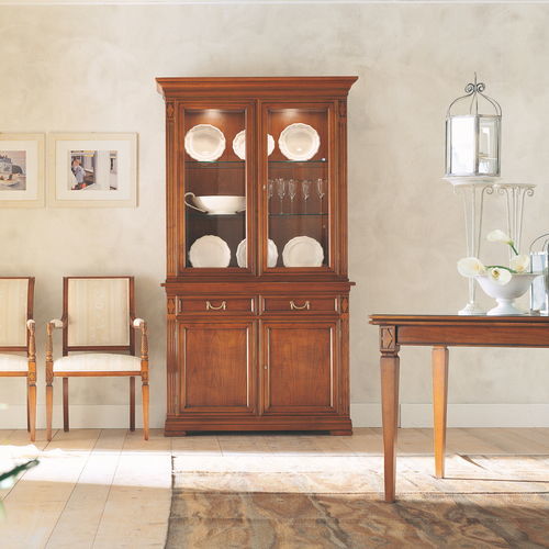 Geschirrschrank / Ludwig XV. - 7374 Villa Borghese - Bordini arredamenti - Kirschbaum / Glas / Holzfurnier