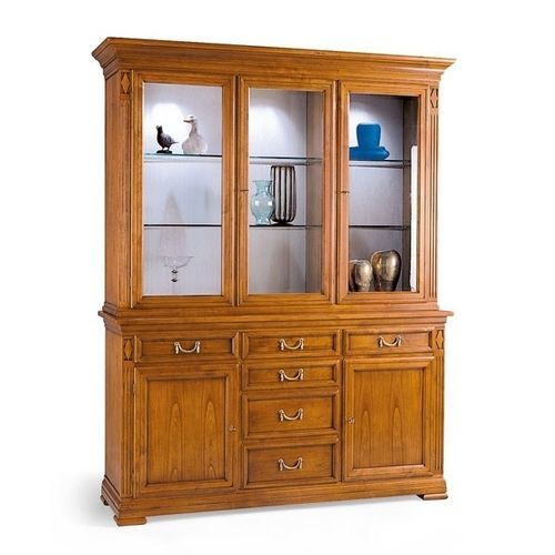 Geschirrschrank / Louis XV - 7375 Villa Borghese - Bordini arredamenti - Kirschbaum / Glas / Holzfurnier