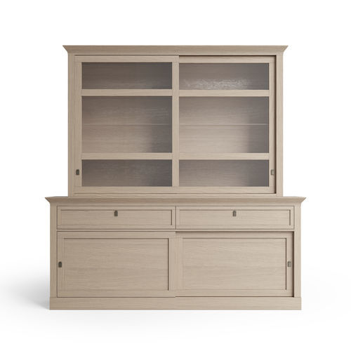 Moderner Geschirrschrank - 7467 Gloria - Bordini arredamenti - Esche / Glas / Holzfurnier