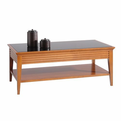 Klassischer Couchtisch - 3234 Luna - Bordini arredamenti - Hartglas / lackiertes Glas / Holzfurnier