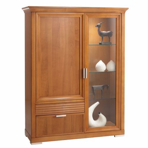 Traditioneller Vitrinenschrank - 7237 Luna - Bordini arredamenti - selbsttragend / Kirschbaum / Glas