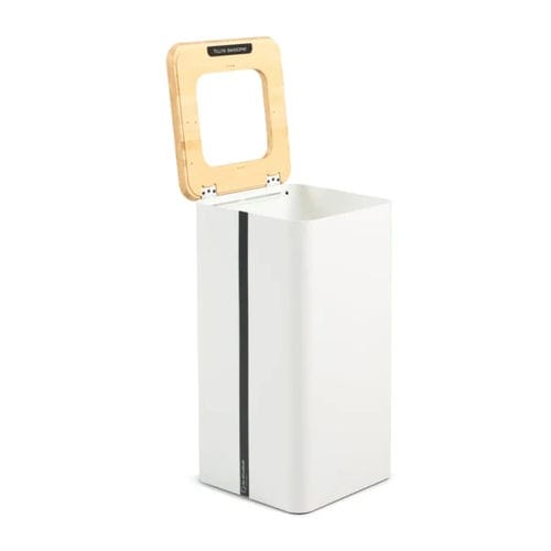Abfallbehälter / pulverbeschichteter Stahl - Globular 90×1 - BINBINgroup - Bambus / für den Innenraum / System