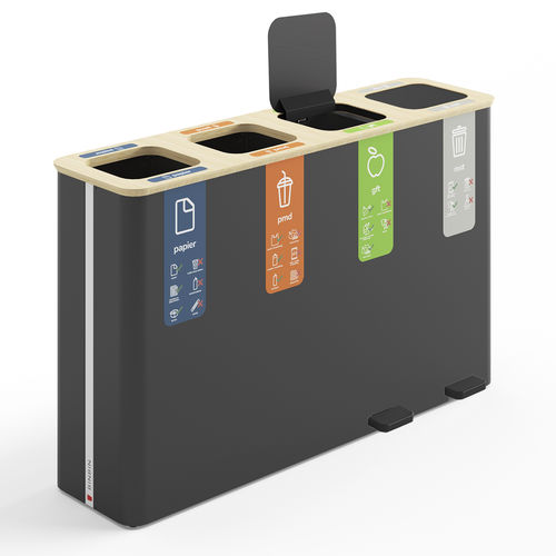 Abfallbehälter / pulverbeschichteter Stahl - Pedal 60×4 - BINBINgroup - lackiertes MDF / System / mit Deckel