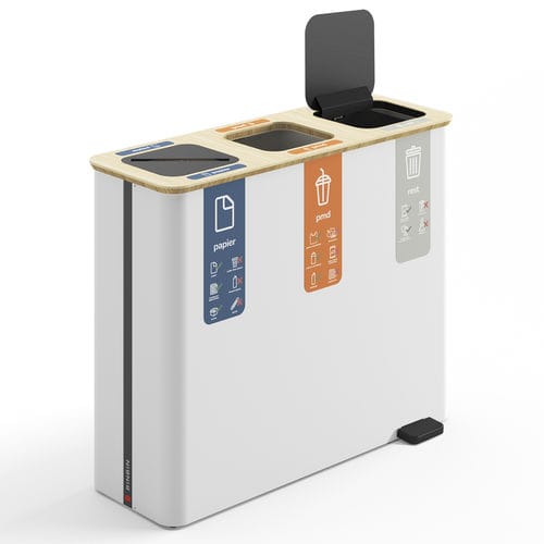 Abfallbehälter / pulverbeschichteter Stahl - Pedal 60×3 - BINBINgroup - lackiertes MDF / für den Innenraum / System