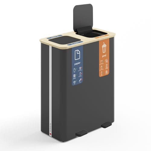 Abfallbehälter / pulverbeschichteter Stahl - Pedal 60×2 - BINBINgroup - lackiertes MDF / für den Innenraum / System