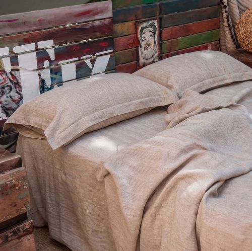 Leinen-Bettwäscheset - COMPLETE HERRINGBONE NATURAL MELANGE - dELENZO LINEN FROM EUROPE S.L