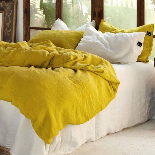 Leinen-Bettbezug - MUSTARD - dELENZO LINEN FROM EUROPE S.L - einfarbig