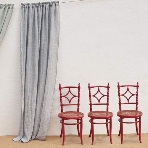 Faltenvorhang - BLUE - dELENZO LINEN FROM EUROPE S.L - einfarbig / Leinen