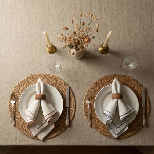 Dinner-Serviette - WITH MIXED HEMSTITCHES - dELENZO LINEN FROM EUROPE S.L - für Cocktails / Leinen / einfarbig