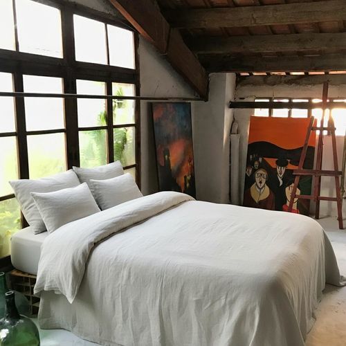 Leinen-Bettwäscheset - COMPLETE SET OF WHITE CLOUD - dELENZO LINEN FROM EUROPE S.L