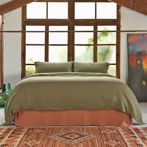 Leinen-Bettwäscheset - OLIVE GREEN COMPLETE SET - dELENZO LINEN FROM EUROPE S.L