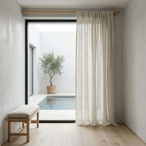 Faltenvorhang - NATURAL RUSTIC - dELENZO LINEN FROM EUROPE S.L - einfarbig / Leinen