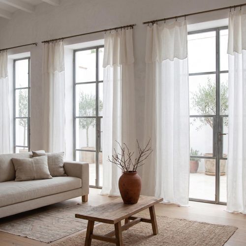 Faltenvorhang - OLIVIA - dELENZO LINEN FROM EUROPE S.L - einfarbig / Leinen