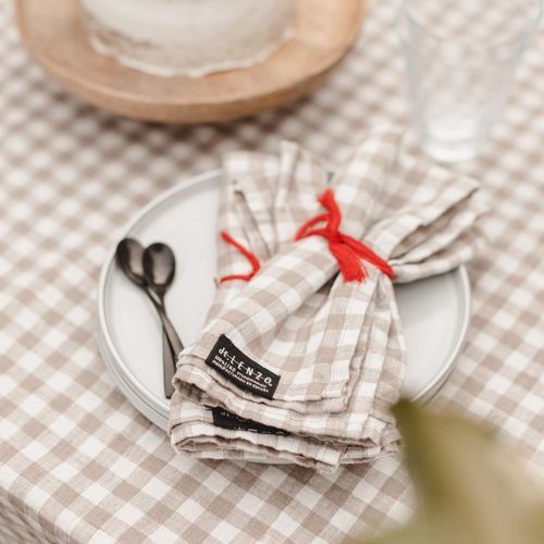 Leinenserviette - VICHY - dELENZO LINEN FROM EUROPE S.L - Motiv / Karomuster / bestickt
