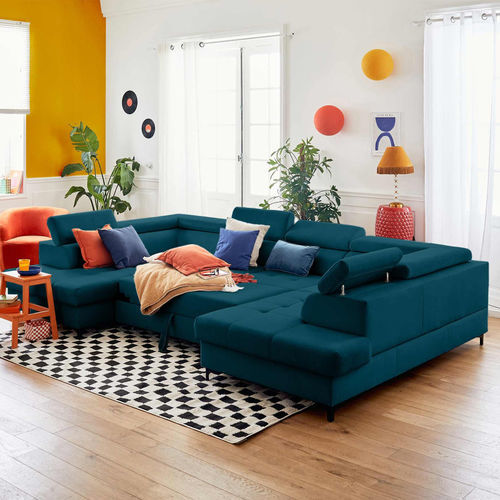 Bettsofa - MERIDA : 1392BC - Best Mobilier - halbrund / modern / Samt