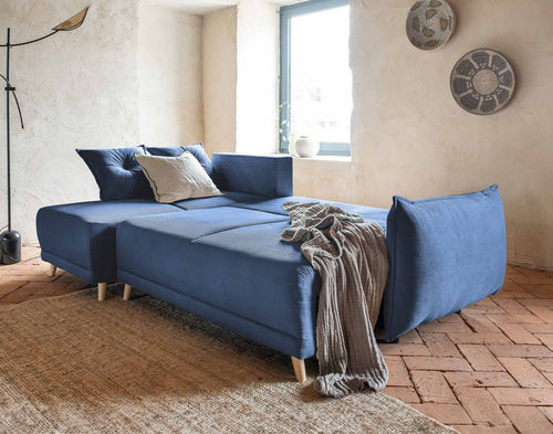 Ecksofa - LENA : 1505B - Best Mobilier - Bett / modern / Samt