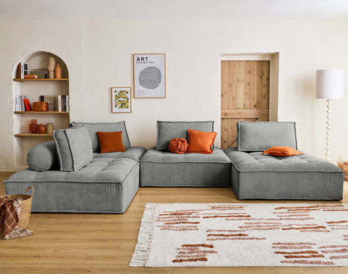 Modulsofa - MARISOL: 1861G - Best Mobilier - modern / Samt / mit Kissen