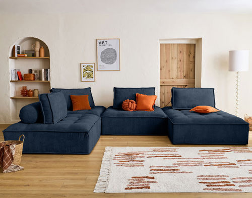 Modulsofa - MARISOL: 1861B - Best Mobilier - modern / Samt / mit Kissen