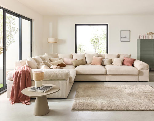 Ecksofa - ASPEN : 1868BEI - Best Mobilier - modern / Samt / mit Armlehnen