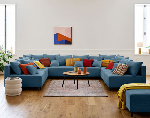 Modulsofa - Edinburg: 1874B - Best Mobilier - modern / Samt / mit Kissen