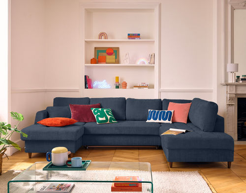 Ecksofa - ANNA : 2591B - Best Mobilier - Bett / modern / Samt