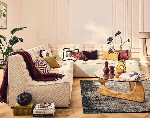 Modulsofa - ELLIE: 2944BEI - Best Mobilier - modern / Samt / ohne Armlehnen